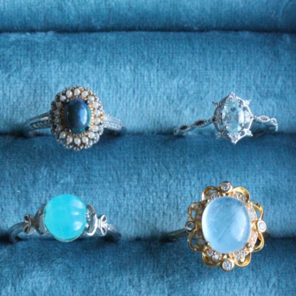 Vintage Natural Aquamarine Stone Adjustable Ring for her - Picture 7 of 7